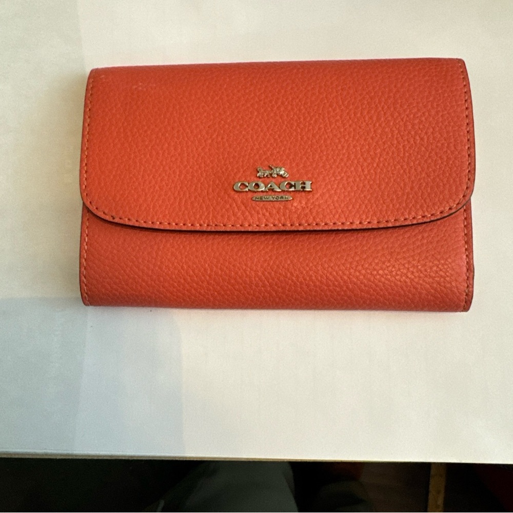 Coach F30204 Medium Envelope Wallet Leather Pebbled Salmon Pink‎